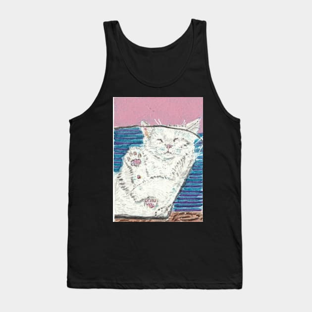 cute  white cat acrylic painting Tank Top by SamsArtworks